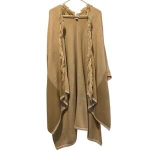 Charming Charlie Open Front Shawl Sweater Wrap Oversized Small Cream Beige Tan